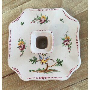 Vintage Single Ceramic Candle Holder Hand Painted Italy